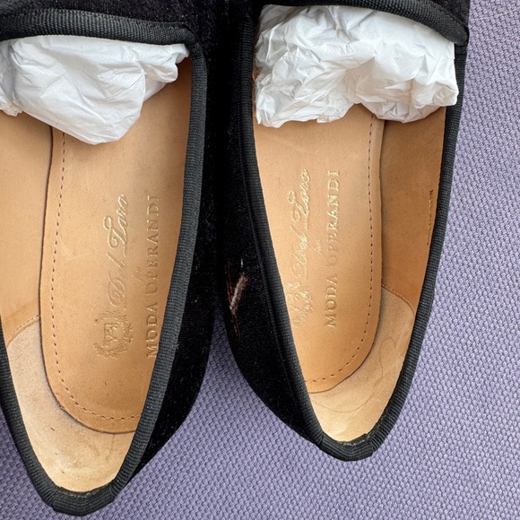 Del Toro Black Velvet Loafers with Egg and Bacon Embroidery - Picture 2 of 8